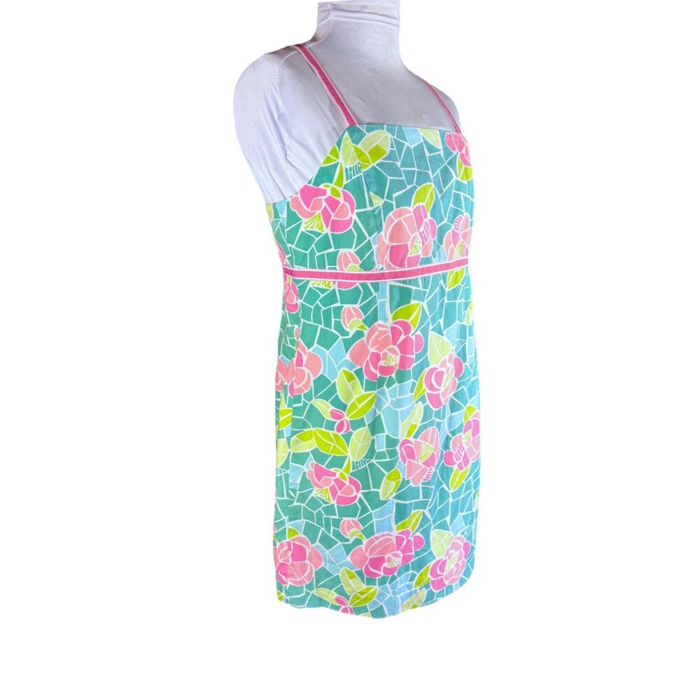 Lilly Pulitzer Floral Cote D'azur Mosaic Roses Junior Size 16 Vintage 1990s - Picture 2 of 8